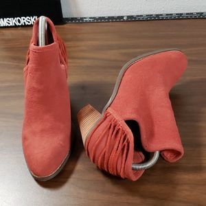 Yellow Box Rust Leather‎ Lovelee Corset Lacing/Laced Embossed Ankle Boots 8½